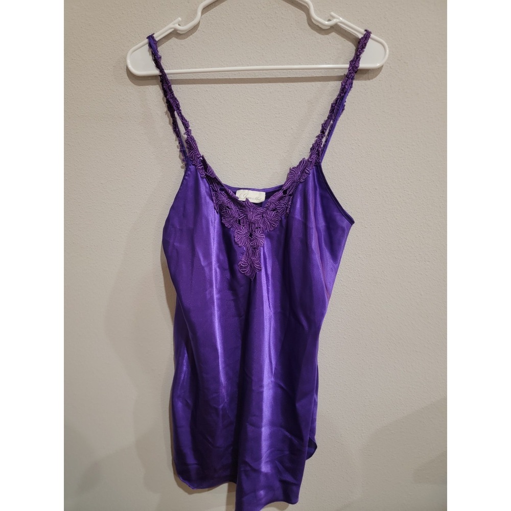 Vintage Inner Most Purple Camisole Chemise Nightgown Satin Feel USA Made Sz M‎